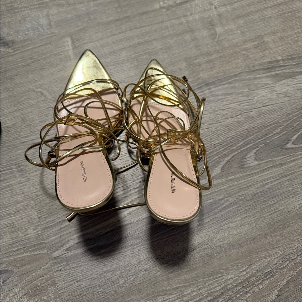 Pretty little thing Gold Strappy Heels
